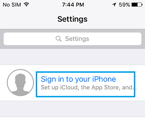 Sign-in to Apple ID on iPhone