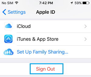 Sign Out of Apple ID On iPhone