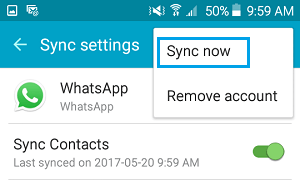 Sincronizar manualmente la configuración de WhatsApp en un teléfono Android