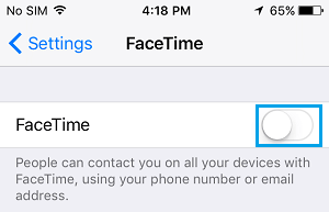 Disable FaceTime on iPhone