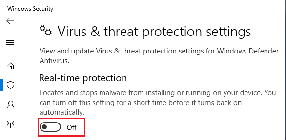 Disable Windows Defender Real-Time Protection