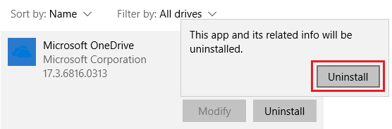 Deinstallieren Sie Onedrive Popup In Windows 10
