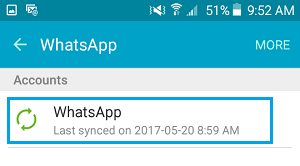 Pantalla de cuentas de WhatsApp en teléfonos Android