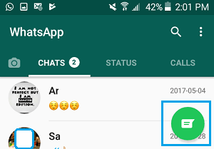 Contacts Icon in WhatsApp On Android Phone