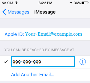 You Can Be Reached By iMessage At Option on iPhone