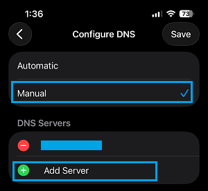 Add DNS Server Option on iPhone