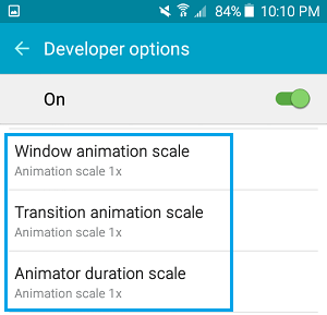 Animation Scale Settings on Android Phone