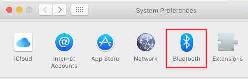 Bluetooth Icon on Mac System Preferences Screen