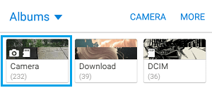 Camera Folder in Gallery App on Android Phone