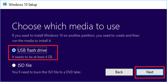 Choose Media Type For Windows Media Creation Tool