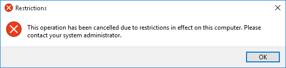 This Operation Has Been Cancelled Popup
