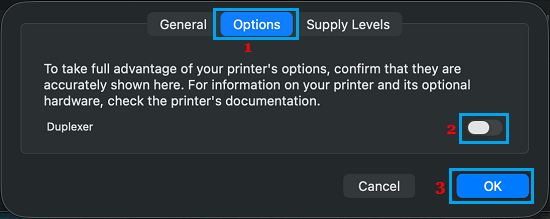 Disable Duplexer Printing Option on MacBook