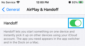 Enable Handoff on iPhone