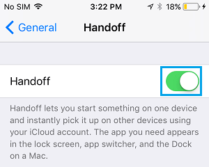 Enable Handoff Feature on iPhone