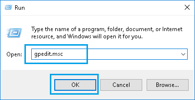 Führen Sie gpedit aus.msc-Befehl in Windows 10