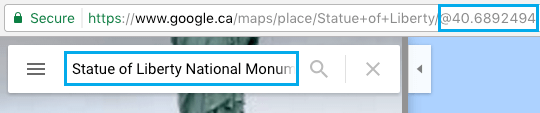 GPS Coordinates in URL in Google Maps