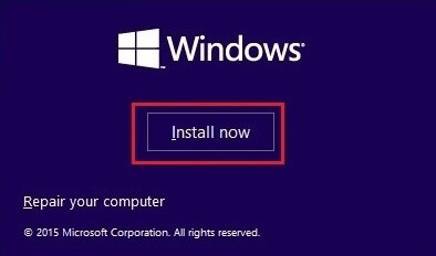 Install Now Option on Windows Setup Screen