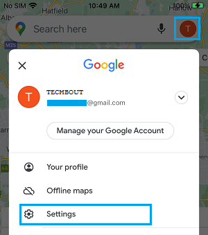 Open Google Maps Settings