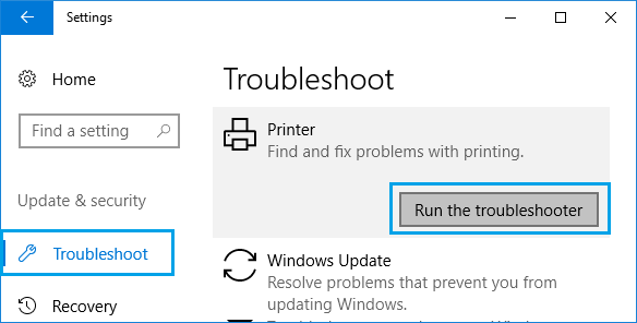 Run Printer Troubleshooter 