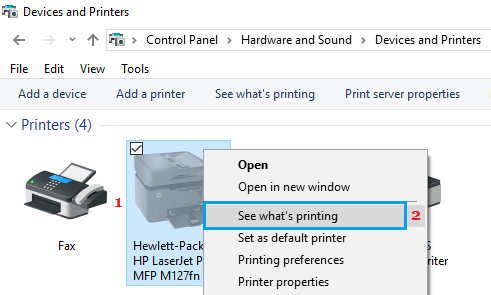 See What is Printing Option in Windows 10