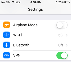 Активирайте VPN мрежа на iPhone