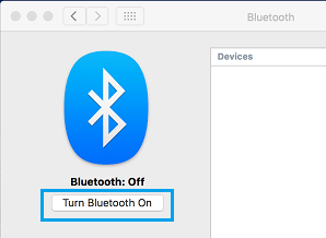 Turn Bluetooth ON option in Mac
