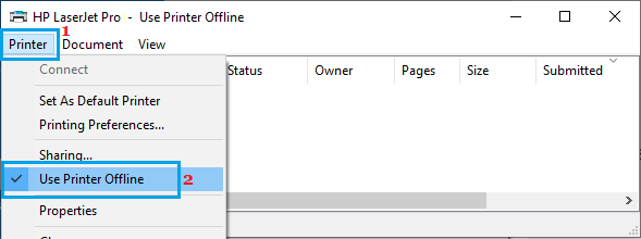 Disable Use Printer Offline Option