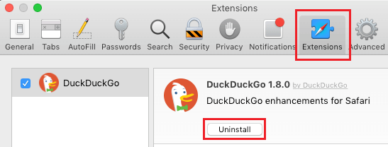 Uninstall Safari Extension on Mac