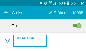 WiFi Network Name To Connect To on Android Phone