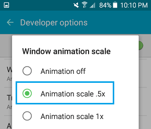 Change Windows Animation Scale Settings to .5x