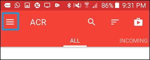 3-line Icon in ACR App