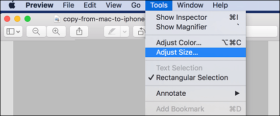 Adjust Size Tab on Mac