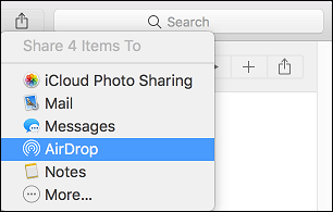 AirDrop Option in Sharing Menu on Mac
