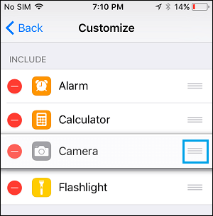 Arrange Controls For Control Center on iPhone