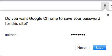 Chrome Save Password Pop-up