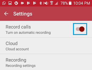 Disable Call Recording in Automatic Call Recorder App