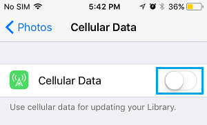 Disable Cellular Data for Photos on iPhone
