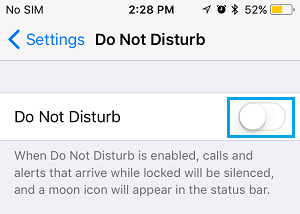 Turn Off Do not Disturb Mode on iPhone