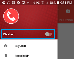 Disabled Tab in ACR App