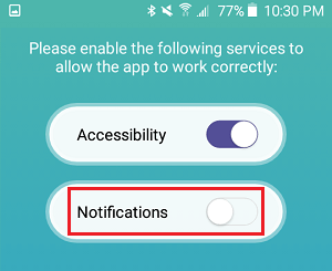 Enable Notifications Access to Status Bar App