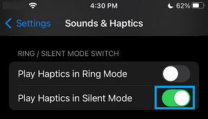 Enable Play Haptics in Silent Mode Option on iPhone