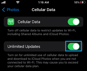 Use Cellular Data to Upload Photos to iCloud