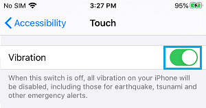 Enable Vibration in Accessibility Mode