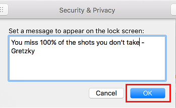 Enter Login Screen Message on Mac