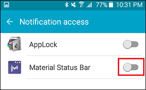 Give Material Status Bar App Access to Notifications on Android