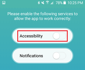 Give Material Status Bar Accessibility Access on Android 