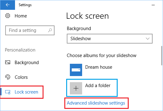 Set Slideshow as Lock Screen Background in Windows 10