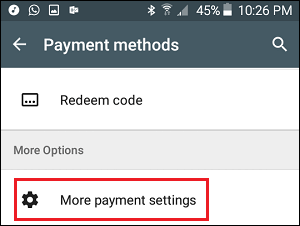 More Payment Settings Tab in Google Play Store Settings