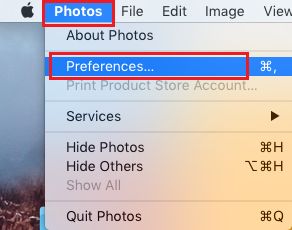 Preferences Option For Photos App on Mac