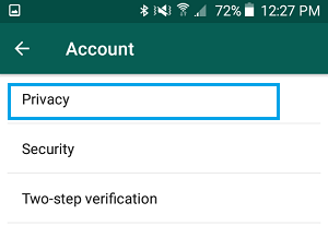 Privacy Option in WhatsApp on Android Phone